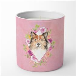 10 oz Sheltie Pink Flowers Decorative Soy Candle