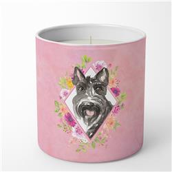 10 oz Scottish Terrier Pink Flowers Decorative Soy Candle