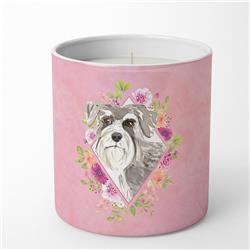 10 oz Schnauzer No.1 Pink Flowers Decorative Soy Candle
