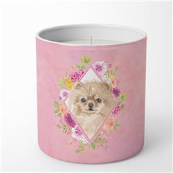 10 oz Pomeranian Pink Flowers Decorative Soy Candle