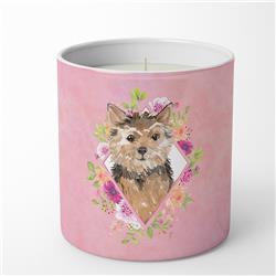 10 oz Norwich Terrier Pink Flowers Decorative Soy Candle