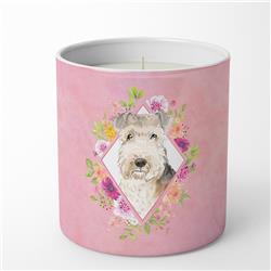 10 oz Lakeland Terrier Pink Flowers Decorative Soy Candle