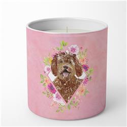 10 oz Labradoodle Pink Flowers Decorative Soy Candle