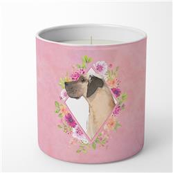 10 oz Fawn Great Dane Pink Flowers Decorative Soy Candle