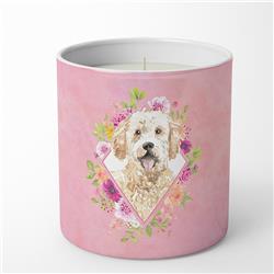 10 oz Goldendoodle Pink Flowers Decorative Soy Candle