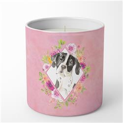 10 oz English Pointer Pink Flowers Decorative Soy Candle