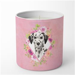 Picture of Carolines Treasures CK4242CDL 10 oz Dalmatian Pink Flowers Decorative Soy Candle