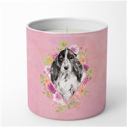 10 oz Black Parti Cocker Spaniel Pink Flowers Decorative Soy Candle