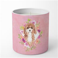 CK4247CDL 10 oz Cavapoo Pink Flowers Decorative Soy Candle