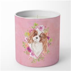 10 oz Blenheim Cavalier Spaniel Pink Flowers Decorative Soy Candle