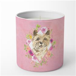 10 oz Cairn Terrier Pink Flowers Decorative Soy Candle