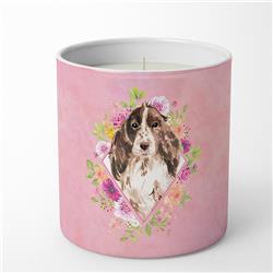 10 oz Brown Parti Cocker Spaniel Pink Flowers Decorative Soy Candle