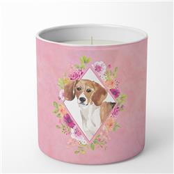 10 oz Beagle Pink Flowers Decorative Soy Candle