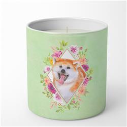10 oz Akita Green Flowers Decorative Soy Candle