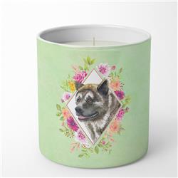 10 oz Akita Green Flowers Decorative Soy Candle