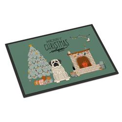 CK7579JMAT 24 x 36 in. White Mastiff Brindle Christmas Everyone Indoor or Outdoor Mat