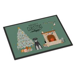 CK7597JMAT 24 x 36 in. Black Grey Standard Schnauzer Christmas Everyone Indoor or Outdoor Mat