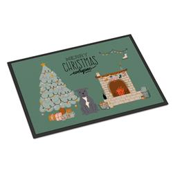 CK7609JMAT 24 x 36 in. Blue Staffordshire Bull Terrier Christmas Everyone Indoor or Outdoor Mat