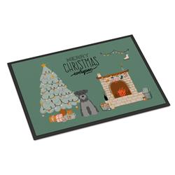 CK7615JMAT 24 x 36 in. Black Silver Miniature Schnauzer Christmas Everyone Indoor or Outdoor Mat