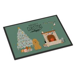 CK7632JMAT 24 x 36 in. Tan Poodle Christmas Everyone Indoor or Outdoor Mat