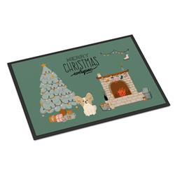 Picture of Carolines Treasures CK7640JMAT 24 x 36 in. Sable White Papillon Christmas Everyone Indoor or Outdoor Mat