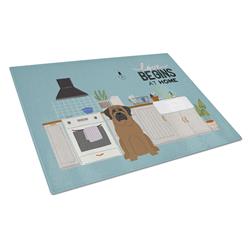 Bullmastiff Kitchen Scene Glass Cutting Board - Large