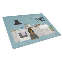 Black Tan Cocker Spaniel Kitchen Scene Glass Cutting Board - Large