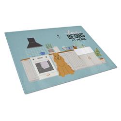 Red Cocker Spaniel Kitchen Scene Glass Cutting Board - Large
