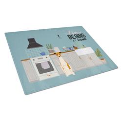 Whippet Kitchen Scene Glass Cutting Board - Large