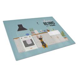 English Toy Terrier Kitchen Scene Glass Cutting Board - Large