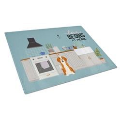 English Foxhound Kitchen Scene Glass Cutting Board - Large