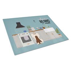 Cream Chinese Crested Kitchen Scene Glass Cutting Board - Large