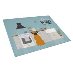 Fawn Boxer Kitchen Scene Glass Cutting Board - Large