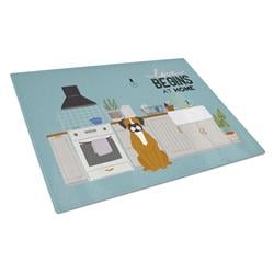 Flashy Fawn Boxer Kitchen Scene Glass Cutting Board - Large