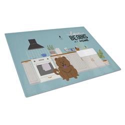 Chocolate Chow Chow Kitchen Scene Glass Cutting Board - Large