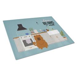 Red Chow Chow Kitchen Scene Glass Cutting Board - Large