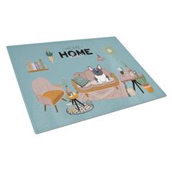 CK7857LCB Black White French Bulldog Sweet Home Glass Cutting Board - Large