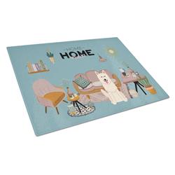 CK7890LCB White German Shepherd Sweet Home Glass Cutting Board - Large