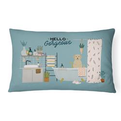12 x 3 x 16 in. Yellow Labrador in Bathtub Canvas Fabric Decorative Pillow