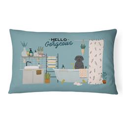 12 x 3 x 16 in. Black Labrador in Bathtub Canvas Fabric Decorative Pillow