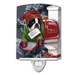 6 x 4 in. Boston Terrier Letter to Santa Christmas Ceramic Night Light
