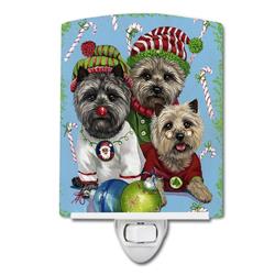 6 x 4 in. Cairn Terrier Christmas Elves Ceramic Night Light