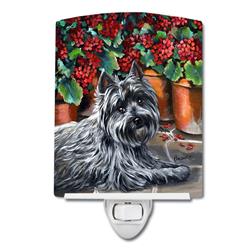 6 x 4 in. Cairn Terrier Geraniums Ceramic Night Light