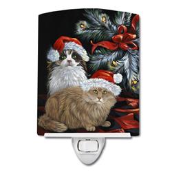 6 x 4 in. Cat Kitty Glitter Christmas Ceramic Night Light
