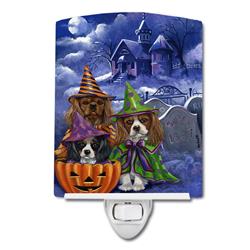 6 x 4 in. Cavalier Spaniel Halloween House Ceramic Night Light