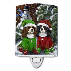 6 x 4 in. Cavalier Spaniel Snowman Christmas Ceramic Night Light