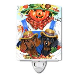 6 x 4 in. Dachshund Fall Scarecrow Ceramic Night Light