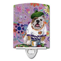 6 x 4 in. English Bulldog Flower Power Ceramic Night Light