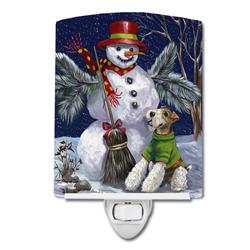 6 x 4 in. Fox Terrier Christmas Winter Fun Ceramic Night Light