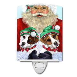 6 x 4 in. Jack Russell Christmas Santa Ceramic Night Light